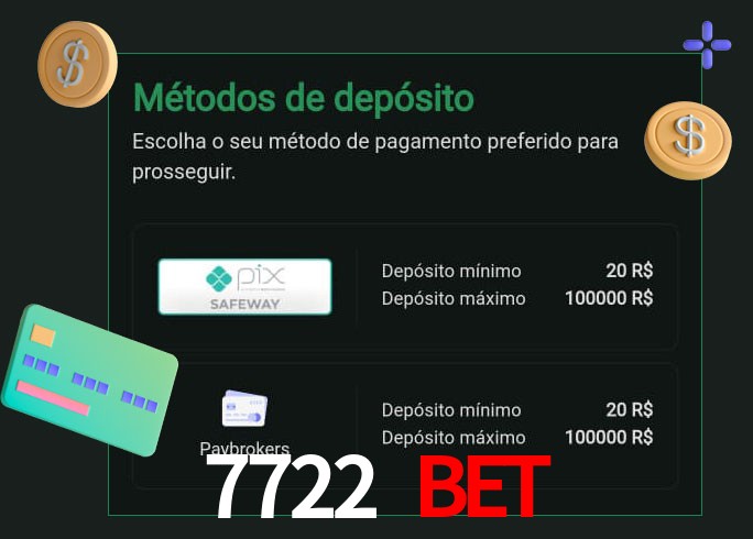 O cassino 7722 Bet oferece uma grande variedade de métodos de pagamento